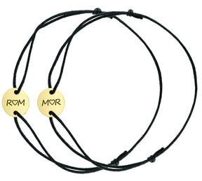 Set 2 brățări personalizate cu bănuț din argint 925 placat cu aur – cadoul ideal pentru cupluri, Valentine’s Day, Crăciun sau aniversări. Bijuterii personalizate Maison La Stéphanie.