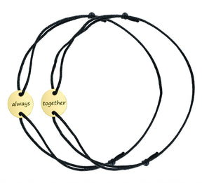 Set 2 brățări personalizate cu bănuț din argint 925 placat cu aur – cadoul ideal pentru cupluri, Valentine’s Day, Crăciun sau aniversări. Bijuterii personalizate Maison La Stéphanie.