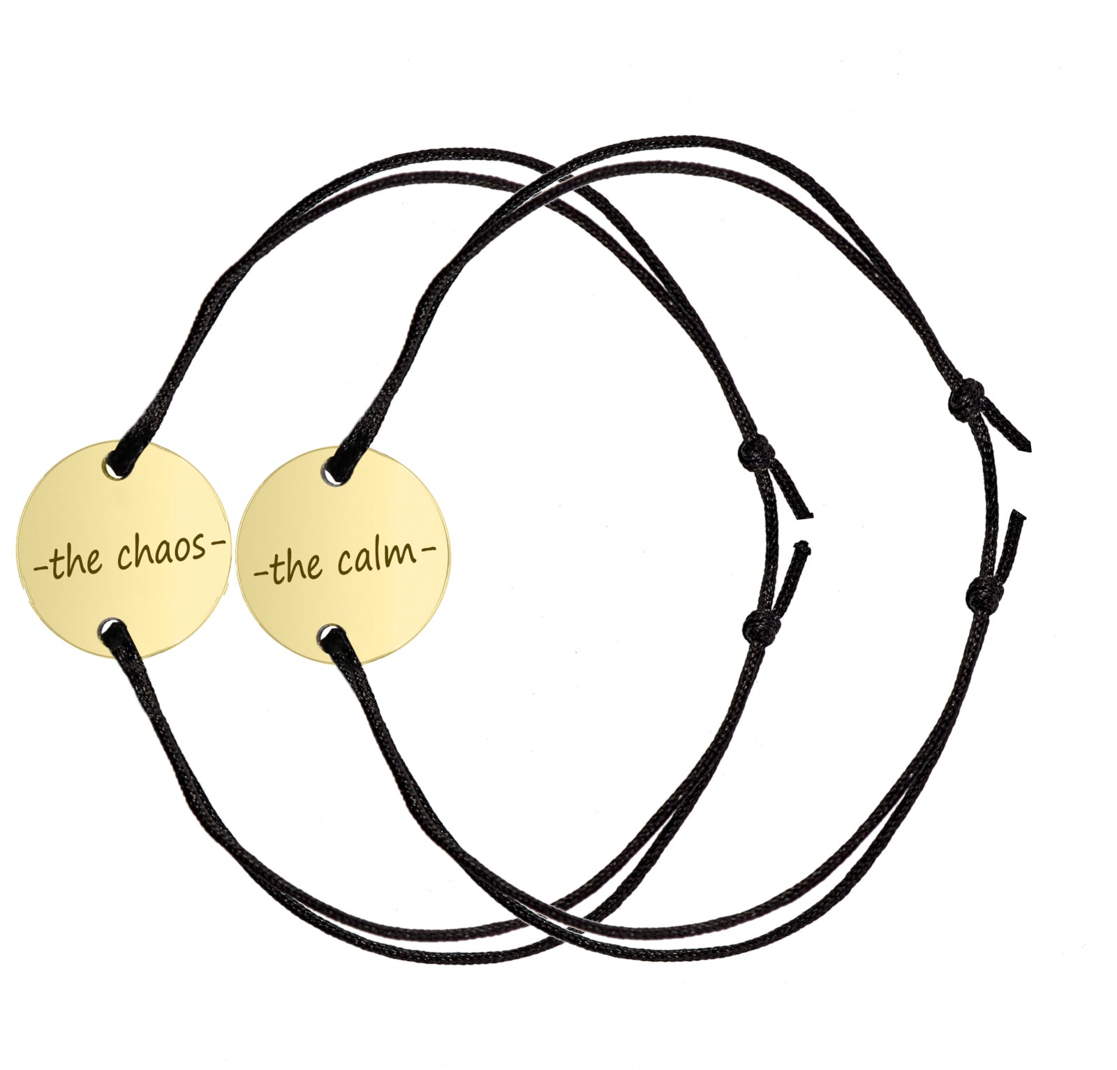 Set 2 brățări personalizate prin gravură, bănuț de 14 mm din argint 925 placat cu aur – cadoul ideal pentru cupluri, Valentine’s Day, aniversări sau Crăciun. Bijuterii personalizate Maison La Stéphanie.