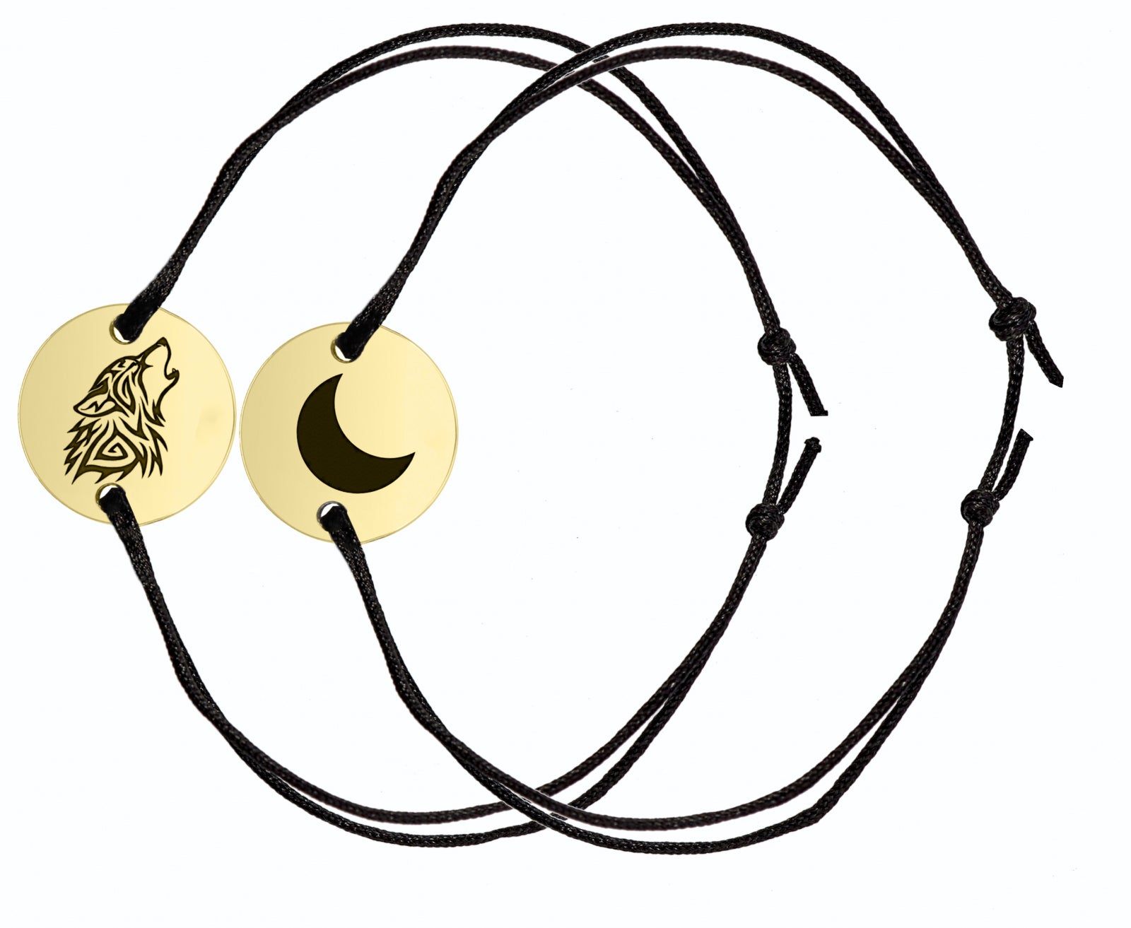 Set 2 brățări personalizate prin gravură, bănuț de 14 mm din argint 925 placat cu aur – cadoul ideal pentru cupluri, Valentine’s Day, aniversări sau Crăciun. Bijuterii personalizate Maison La Stéphanie.