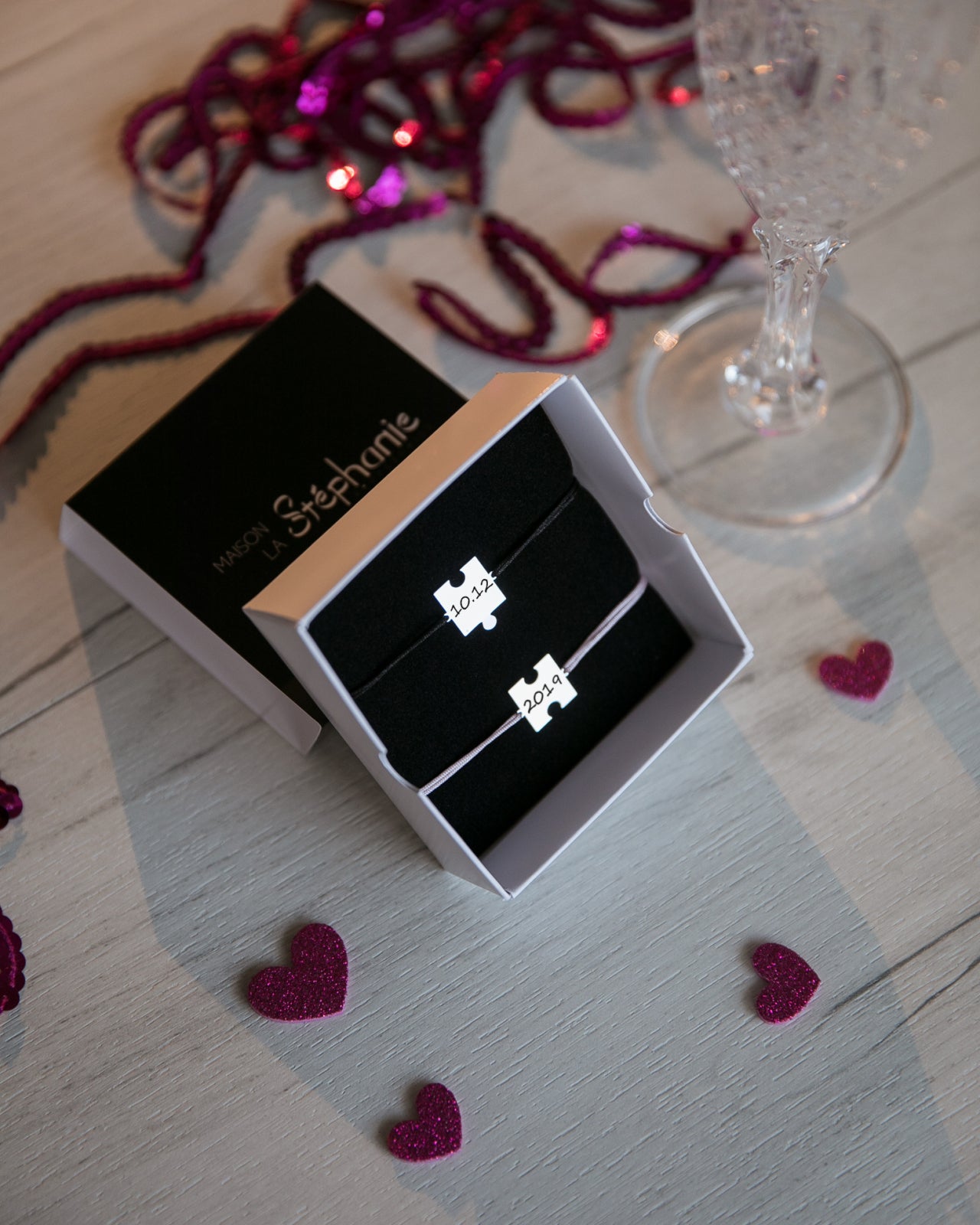 SET 2 BRATARI PERSONALIZATE PLACUTA PUZZLE ARGINT 925 for you two bratari personalizate cupluri