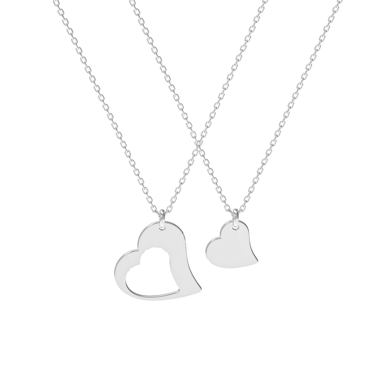 Set 2 lănțișoare inimă Mamă și Fiică din argint 925 – bijuterie elegantă Maison La Stéphanie, simbol al iubirii și al legăturii de familie. Cadou ideal pentru ziua mamei, aniversări sau Crăciun.