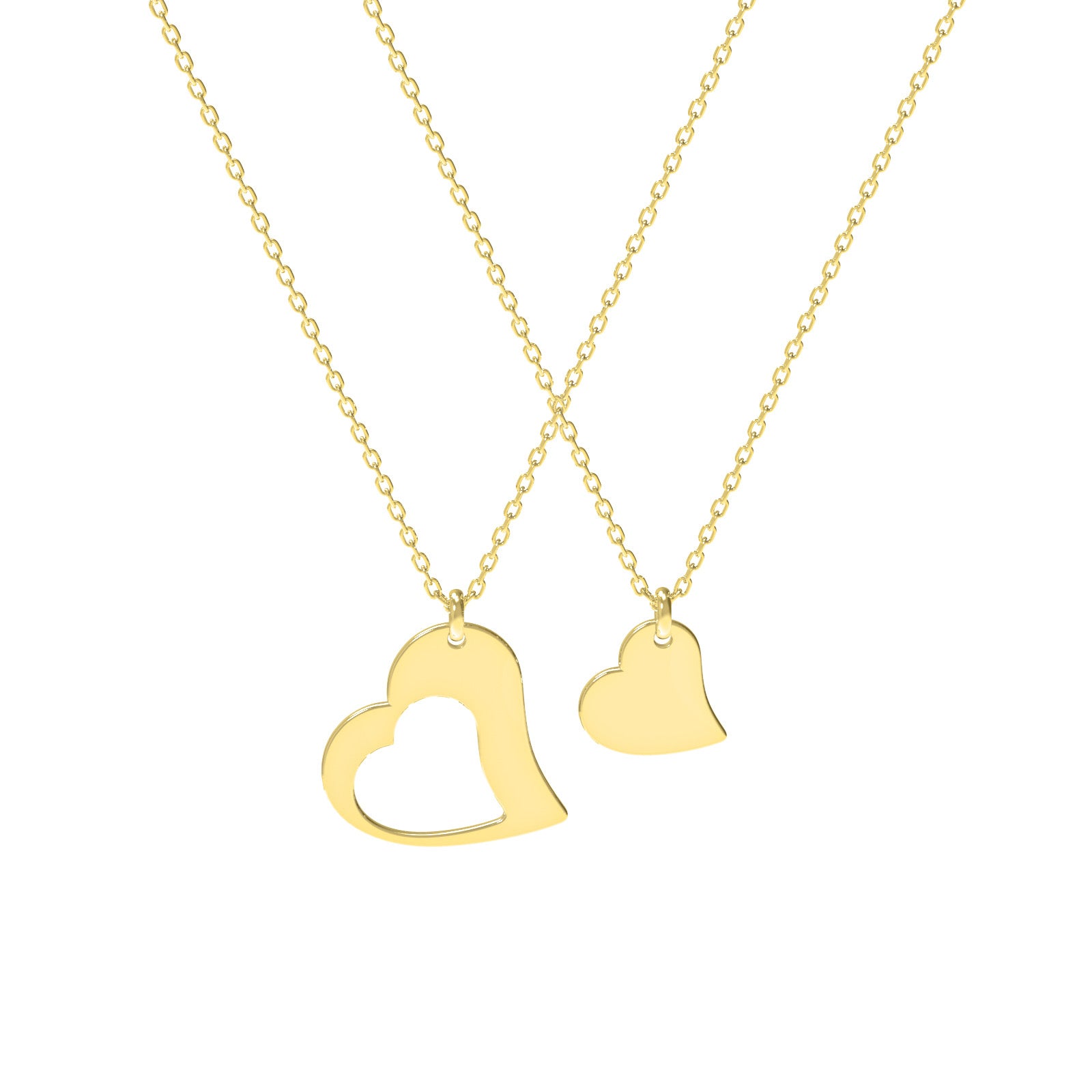 Set 2 lănțișoare inimă Mamă și Fiică din argint 925 placat cu aur 18K – cadou elegant Maison La Stéphanie pentru mame, fiice și familii. Simbol al iubirii, conexiunii și afecțiunii eterne.